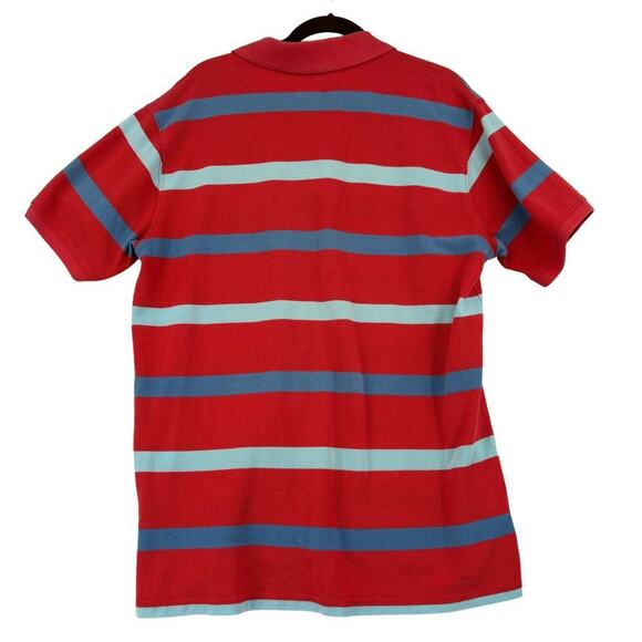 The Foundry Polo Shirt Mens Size L Tall Orange Blue Stripe Textured Knit - Picture 4 of 8